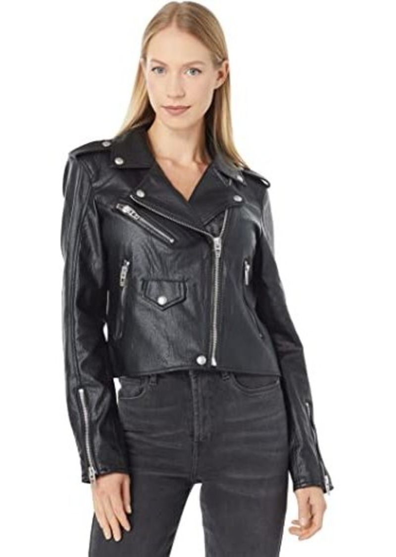 Blank Leather Cropped Moto Jacket