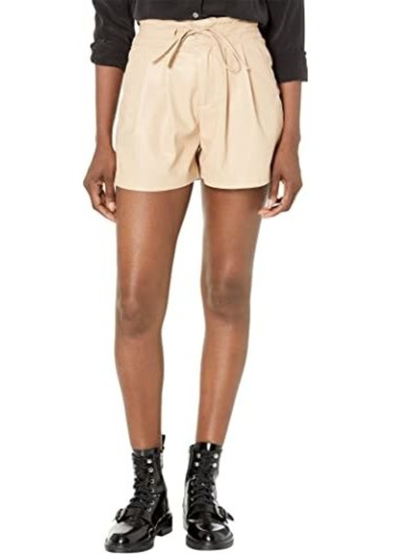 Blank Leather High-Rise Shorts in Deep Energy