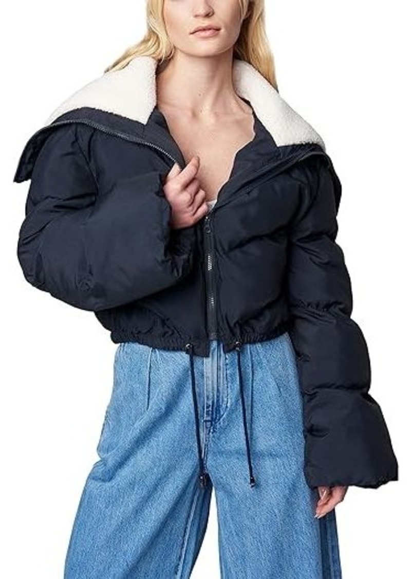 Blank Nylon Puffer Jacket with Sherpa Detail