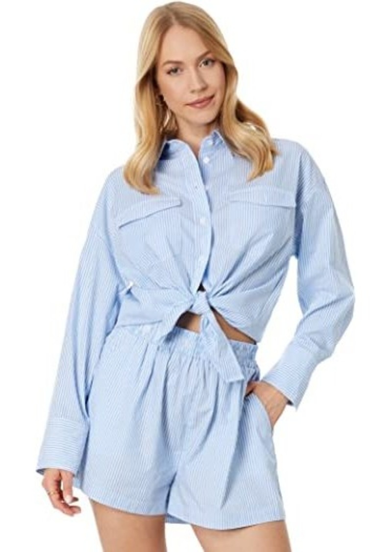 Blank Oversized Stripe Shirt in Blue Sky