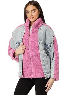 Blank Pink Sherpa and Denim Trucker Jacket in Candy Land