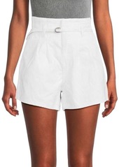 Blank Pleated Belted Denim Shorts