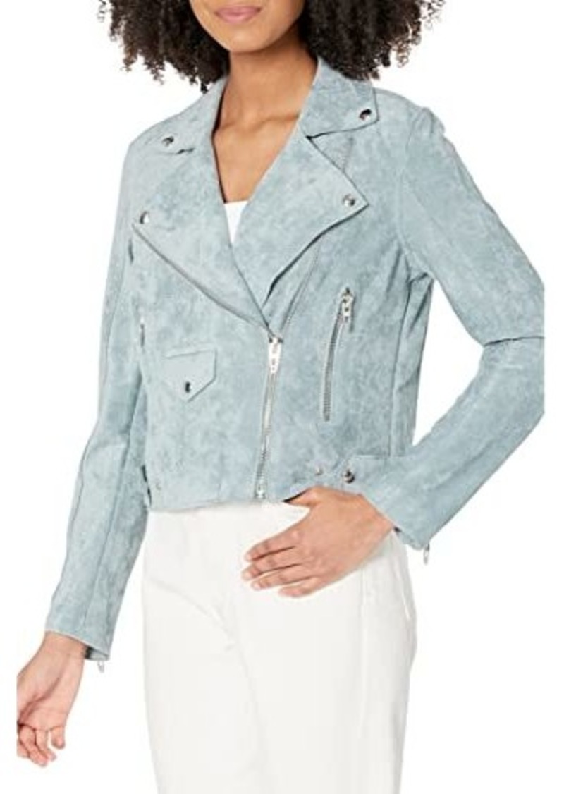 Blank Suede Moto Jacket in Ocean Wave