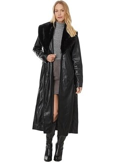 Blank Trench Coat With Faux Fur Collar Detail