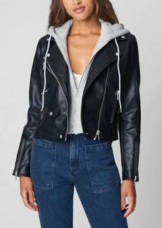 Blank Whirlwind Hooded Leather Jacket In Black