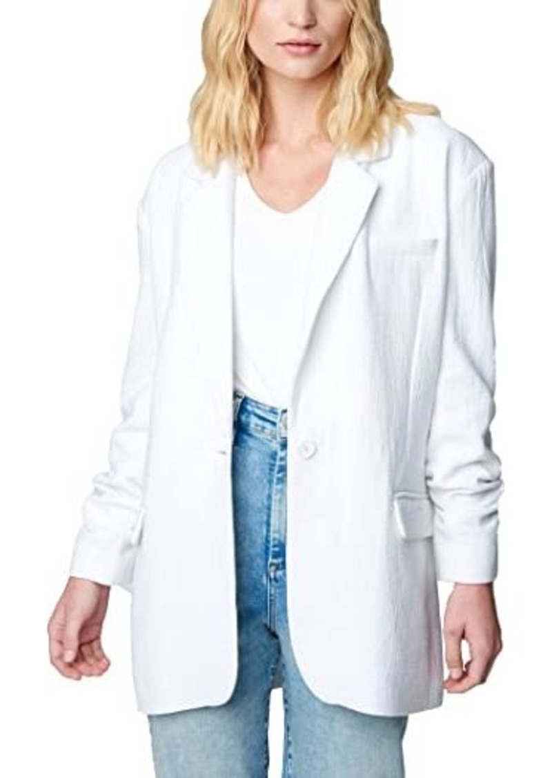 Blank White Oversized Single Button Blazer in So Ice