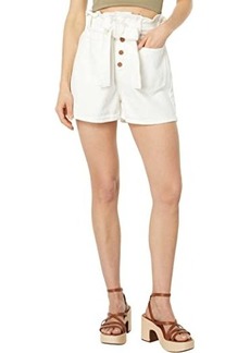Blank White Twill Paperbag Shorts in Far Away