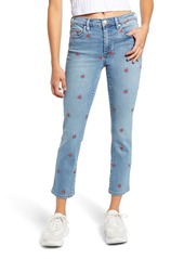 BLANKNYC Flower Embroidered High Waist Crop Skinny Jeans in Ever After at Nordstrom