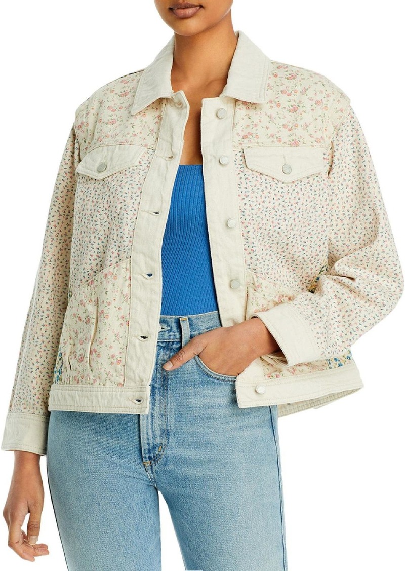 Blank Womens Denim Floral Denim Jacket