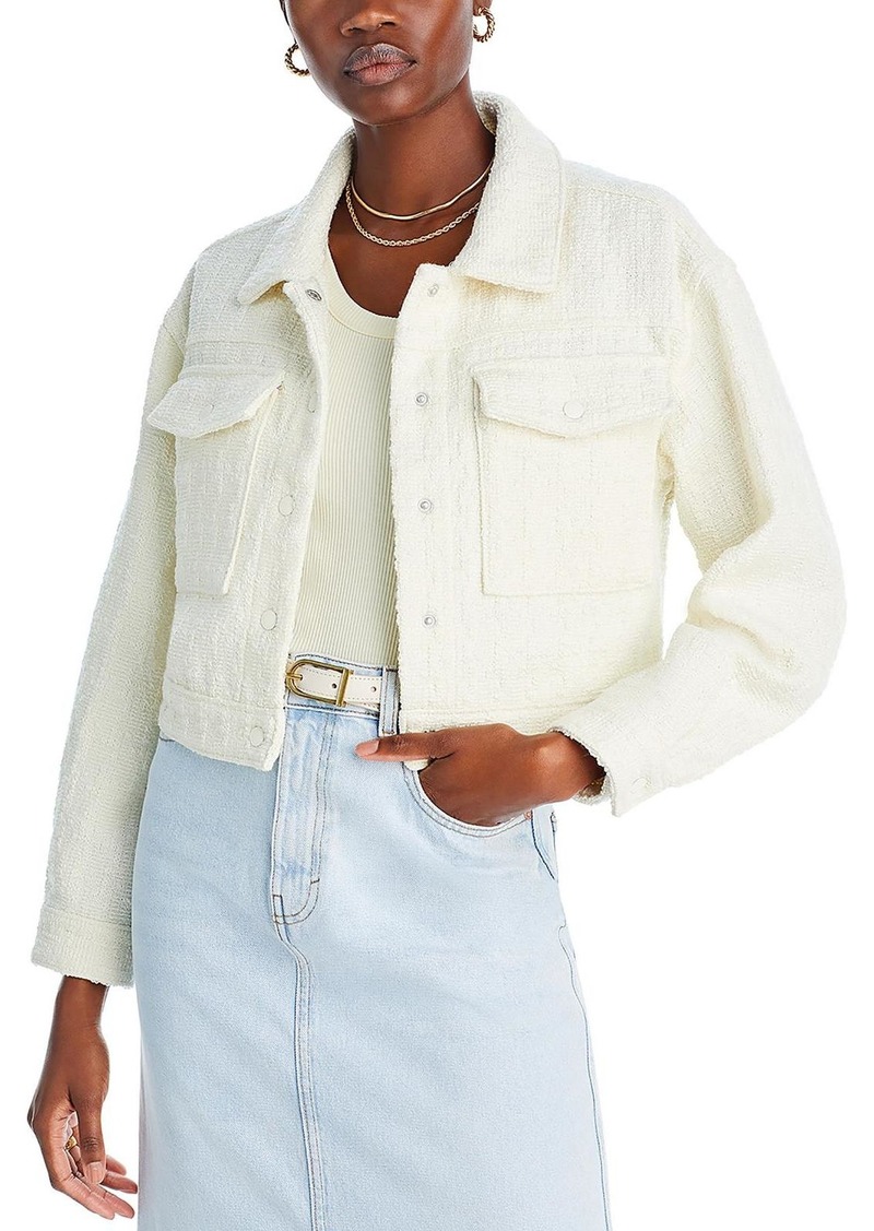 Blank Womens Tweed Cropped Shirt Jacket