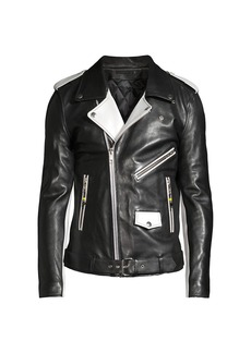 BLK DNM Contrast Trim Leather Jacket