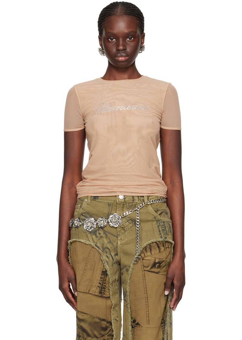 Blumarine Beige Crystal-Cut T-Shirt