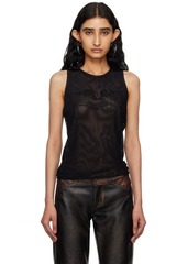 Blumarine Black Crystal-Cut Tank Top