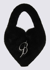 BLUMARINE BLACK FAUX FUR HEART SHAPE TOTE BAG