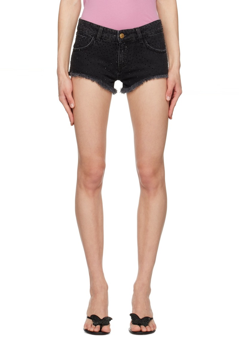 Blumarine Black Hot Fix Denim Shorts