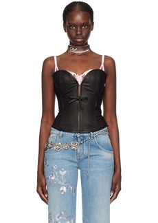 Blumarine Black Paneled Leather Tank Top