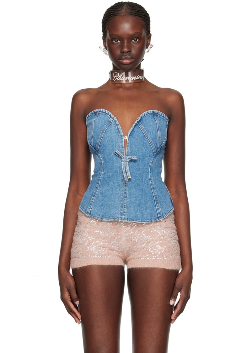 Blumarine Blue Paneled Denim Tank Top