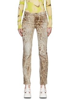 Blumarine Brown & Beige Snake Jeans