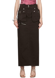 Blumarine Brown Pockets Maxi Skirt