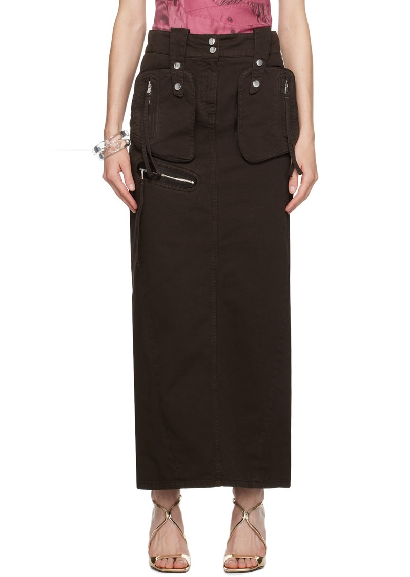 Blumarine Brown Pockets Maxi Skirt