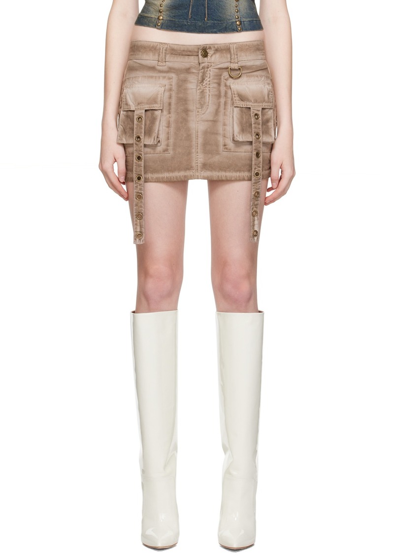 Blumarine Brown Strap Miniskirt