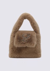 BLUMARINE CAMEL FAUX FUR MONOGRAM B BAG