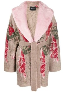 BLUMARINE floral-print belted coat