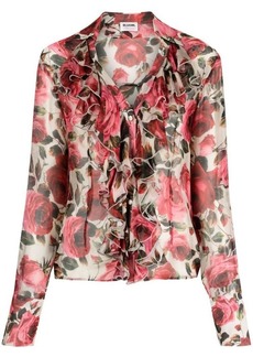 BLUMARINE Floral-print ruffled blouse