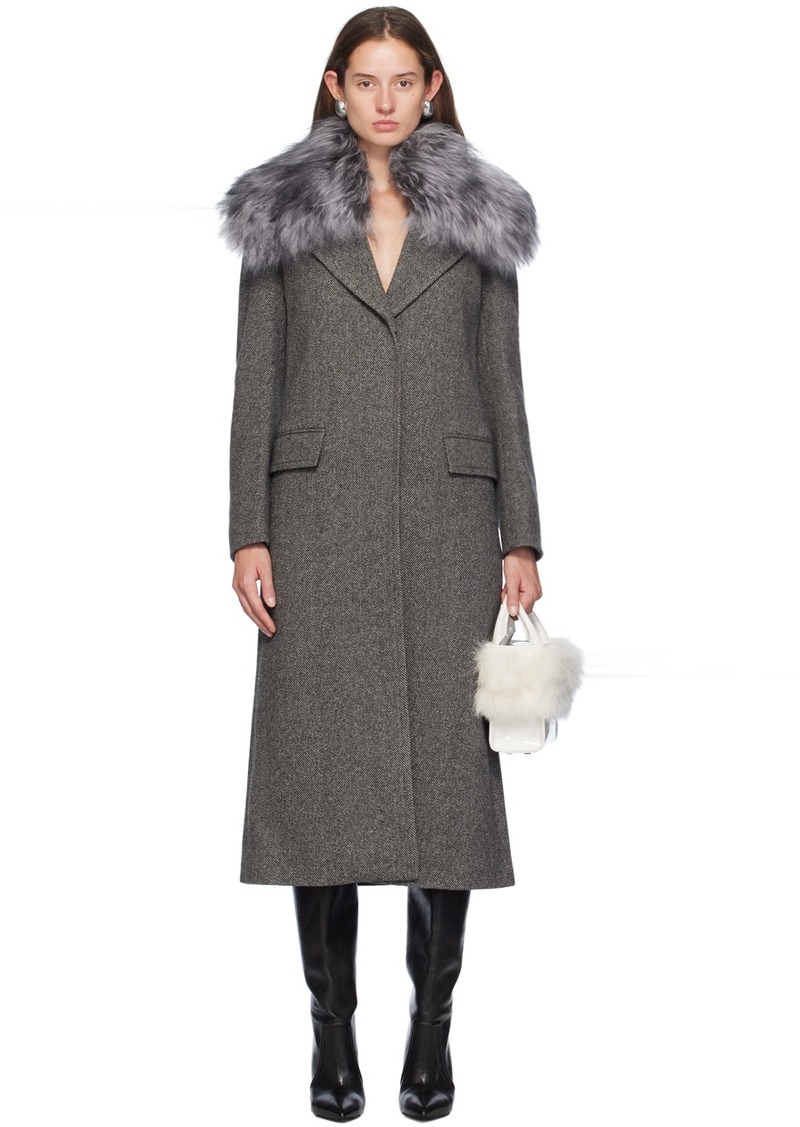 Blumarine Gray Wool Shearling Jacket