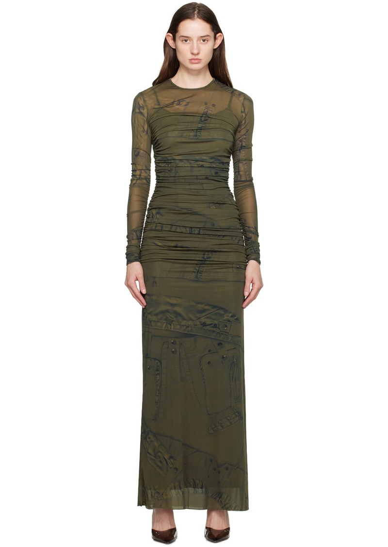 Blumarine Green Crewneck Maxi Dress