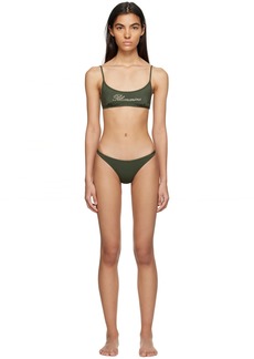 Blumarine Green Rhinestone Bikini