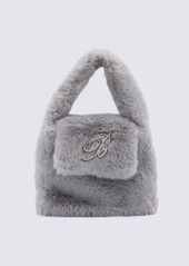 BLUMARINE ICE GREY ECO FUR TOP HANDLE BAG