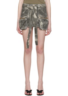 Blumarine Khaki Cargo Denim Miniskirt