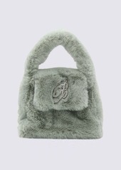 BLUMARINE LIGHT GREEN ECO FUR TOP HANDLE BAG