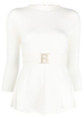 BLUMARINE Logo-belt peplum blouse