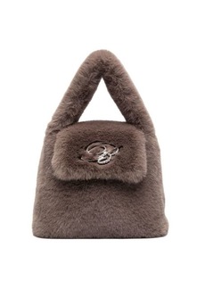 BLUMARINE Logo faux fur top-handle bag