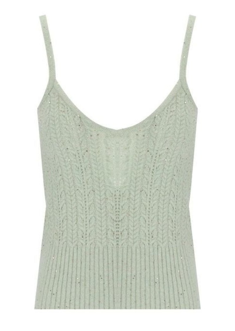 BLUMARINE  MINT GREEN KNITTED TOP WITH SEQUINS