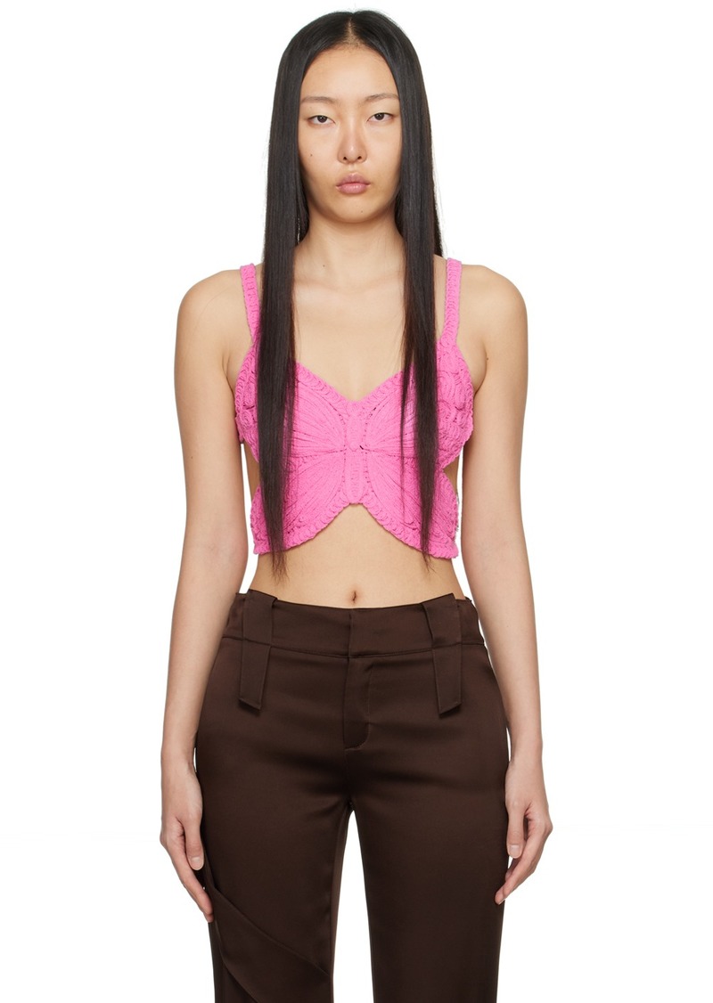 Blumarine Pink Butterfly Tank Top