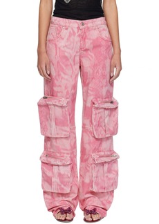 Blumarine Pink Camouflage Denim Cargo Pants