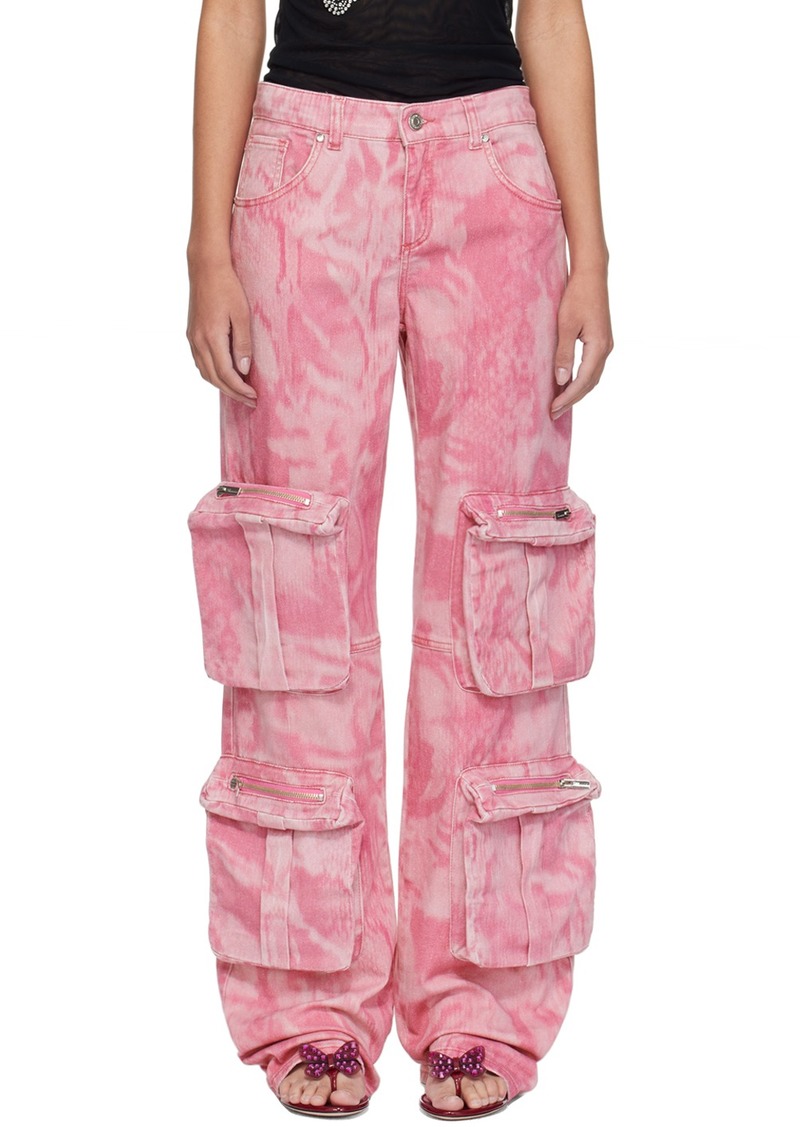 Blumarine Pink Camouflage Denim Cargo Pants