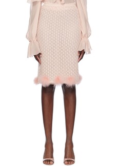 Blumarine Pink Feather Appliqué Midi Skirt