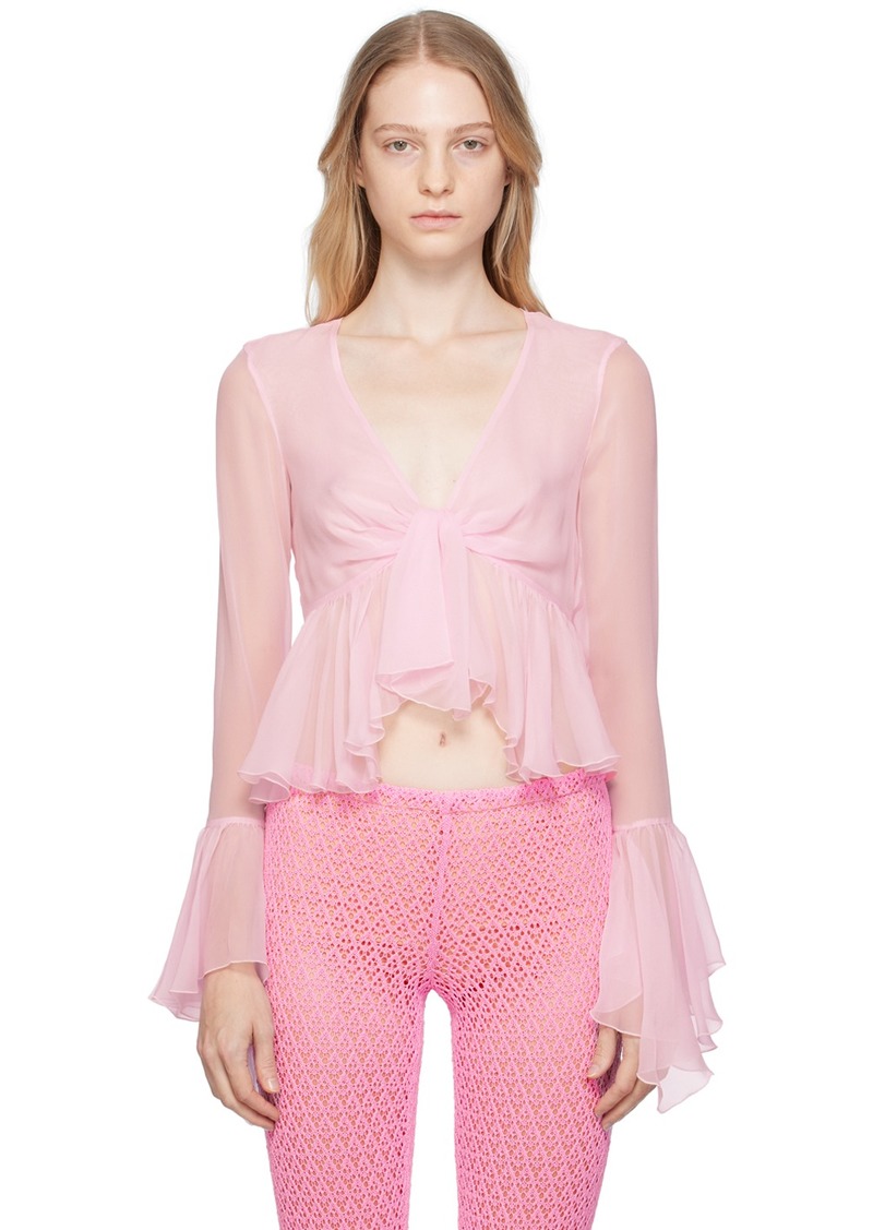 Blumarine Pink Ruffled Blouse