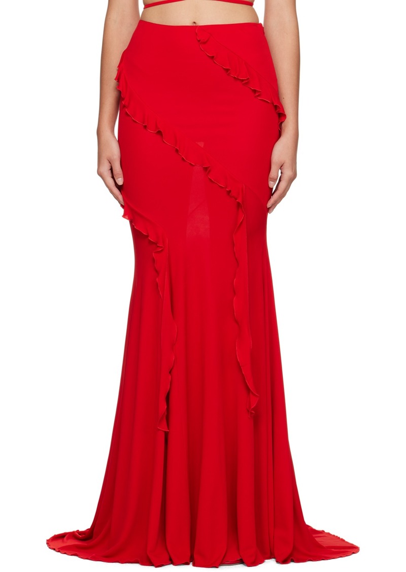 Blumarine Red Ruffled Maxi Skirt