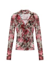 BLUMARINE  ROSES SHIRT WITH RUFFLES