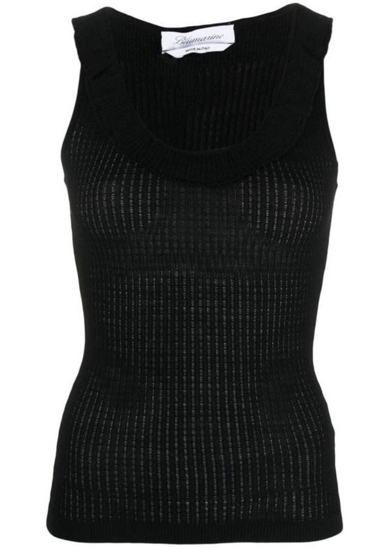 BLUMARINE Ruched wool tank top