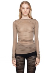 Blumarine Taupe Semi-Sheer Blouse