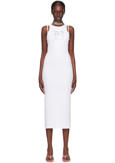 Blumarine White Graphic Midi Dress