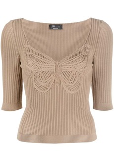 Blumarine Butterfly embroidery knitted top