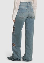 Blumarine Butterfly Mid Rise Wide Denim Jeans