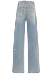 Blumarine Butterfly Mid Rise Wide Denim Jeans